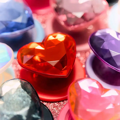Crystal Heart Black Glitter — MagSafe PopGrip