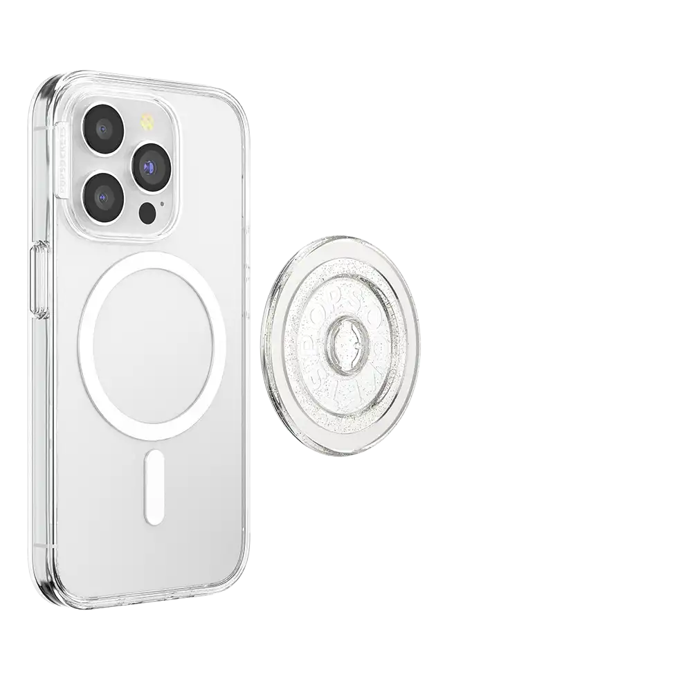 Clear Glitter Silver — MagSafe Round Base