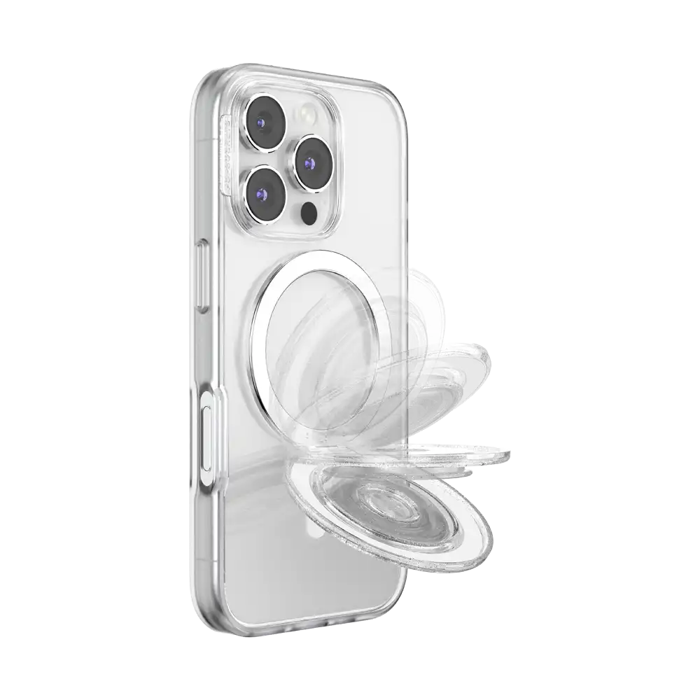 Clear Glitter — MagSafe Kick-Out Grip & Stand