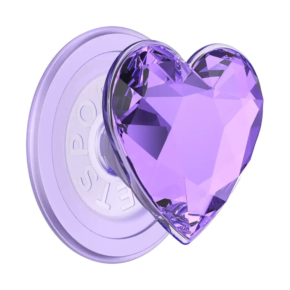 Crystal Heart Black Glitter — MagSafe PopGrip