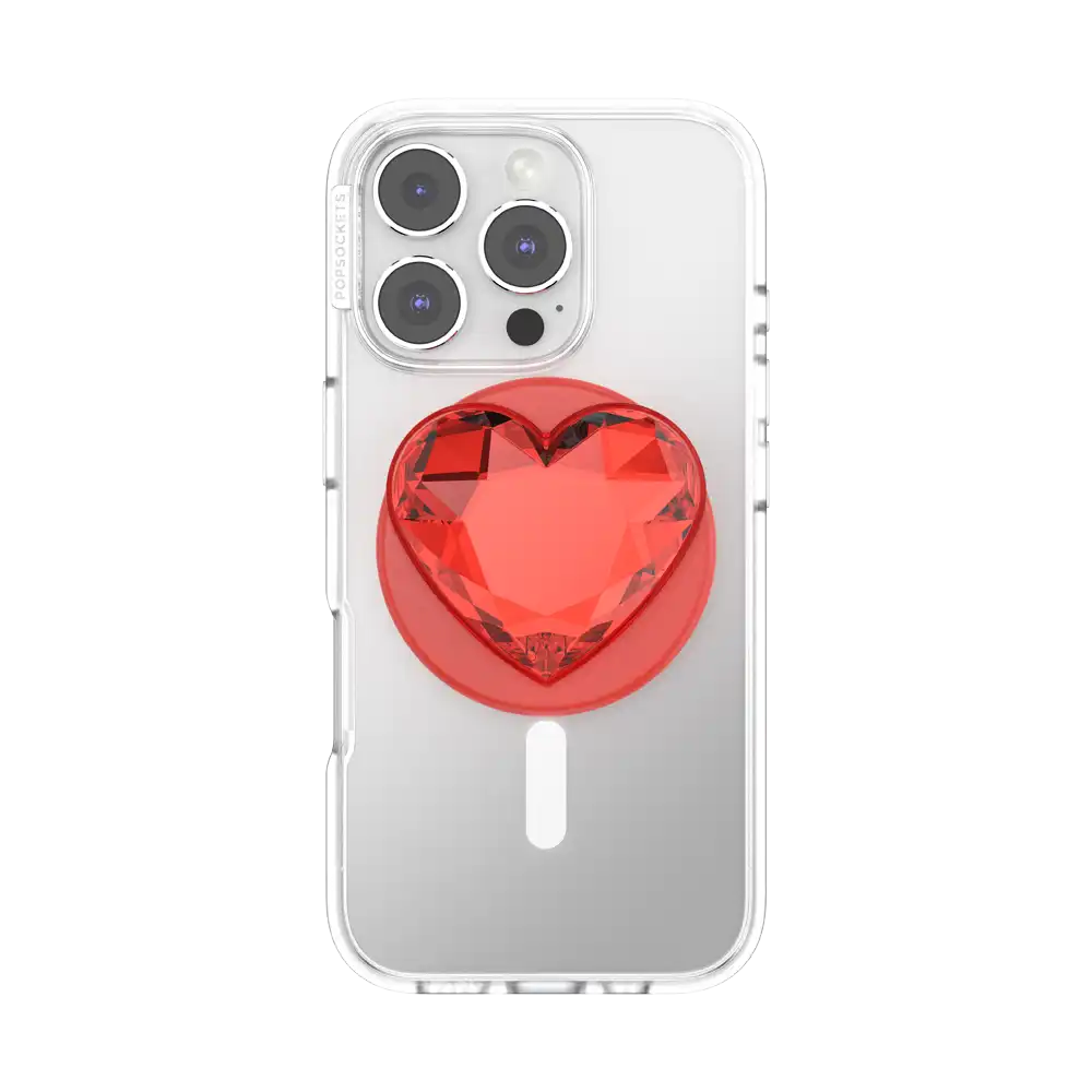 Crystal Heart Rosso — MagSafe PopGrip