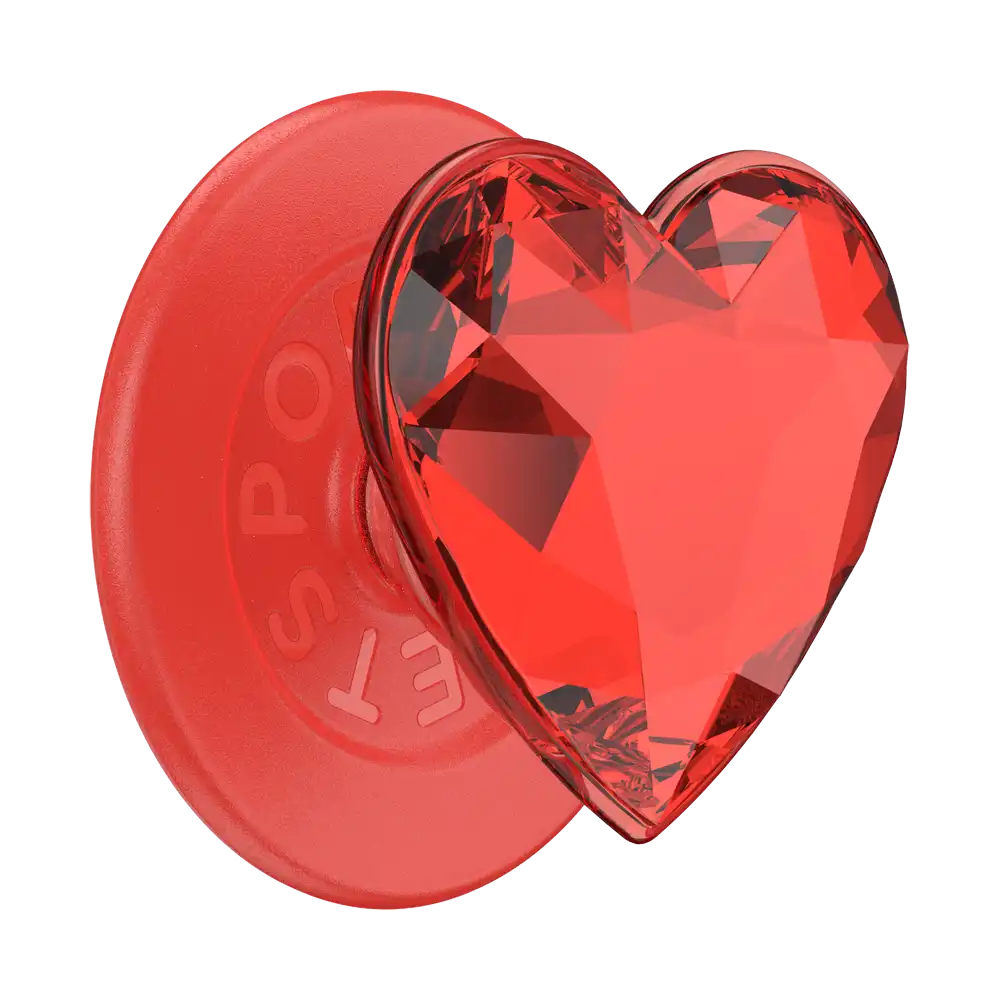 Crystal Heart Black Glitter — MagSafe PopGrip