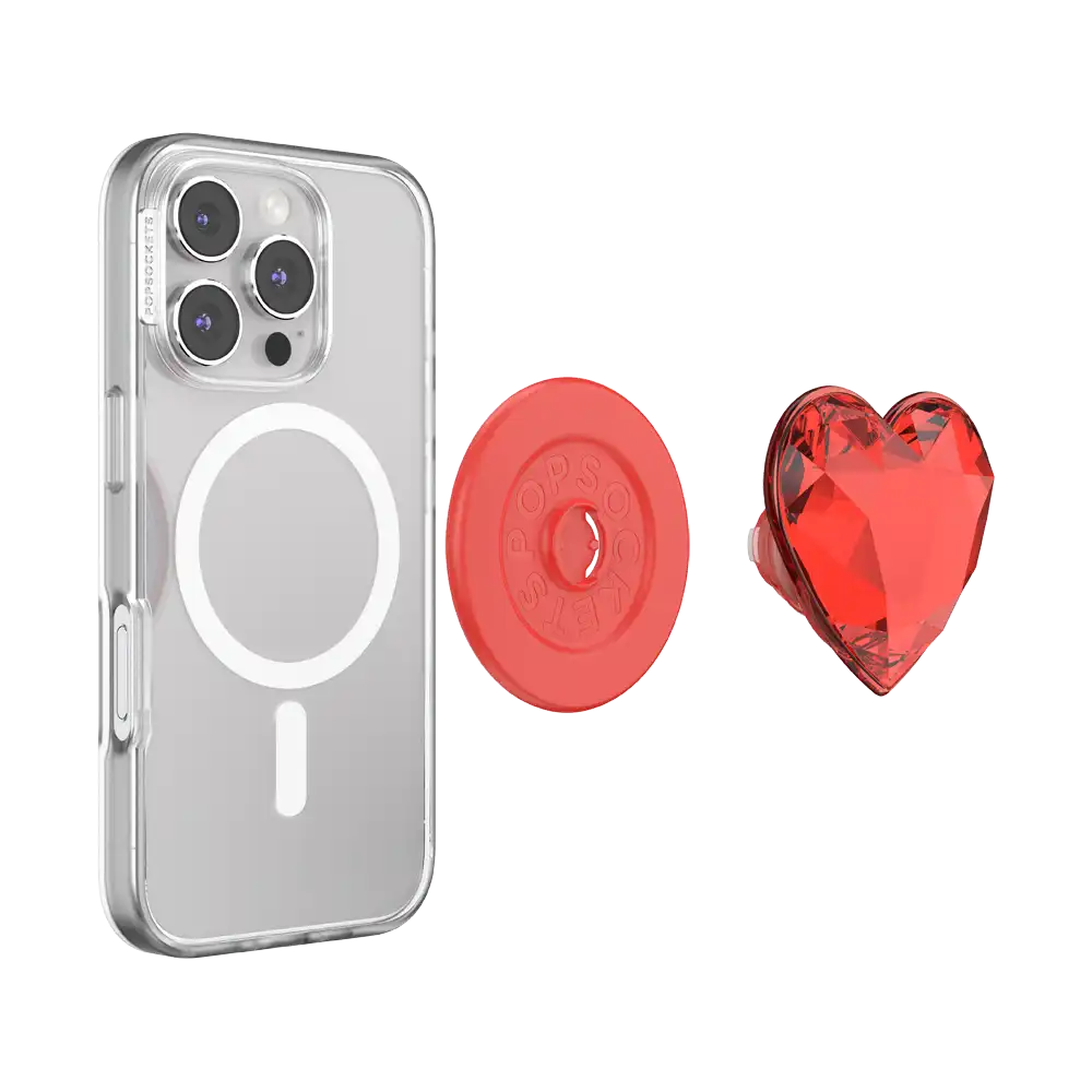 Crystal Heart Rosso — MagSafe PopGrip