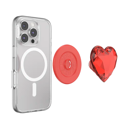 Crystal Heart Rosso — MagSafe PopGrip