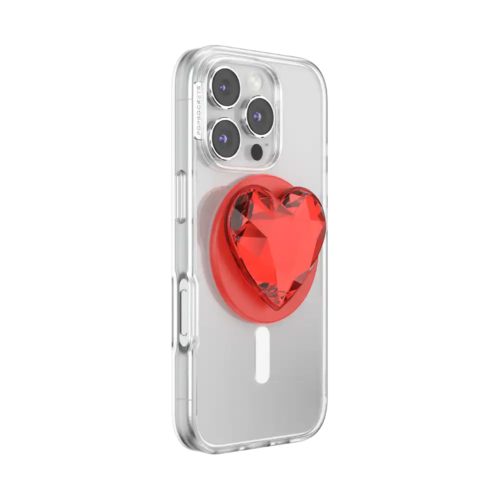 Crystal Heart Rosso — MagSafe PopGrip