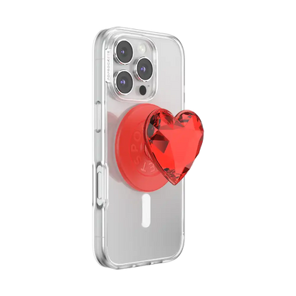 Crystal Heart Rosso — MagSafe PopGrip