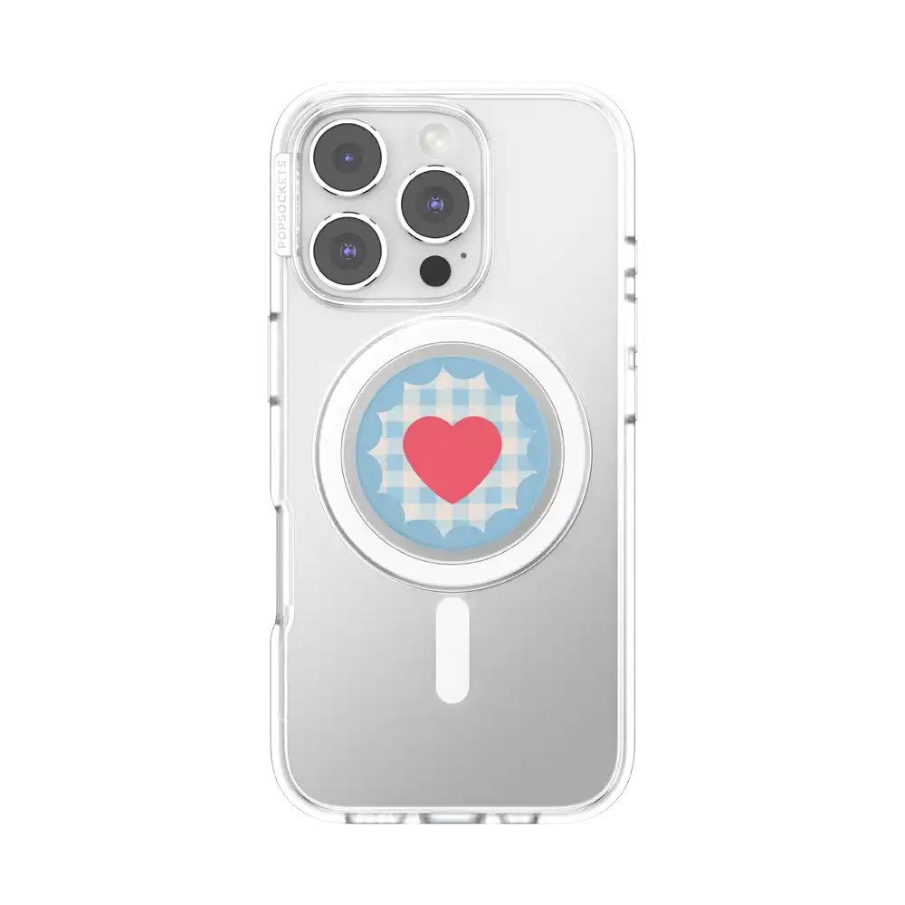 Gingham Heart — MagSafe PopGrip