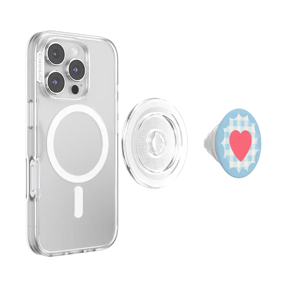 Gingham Heart — MagSafe PopGrip