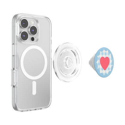 Gingham Heart — MagSafe PopGrip