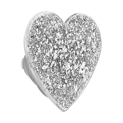 Confetti Heart Silver Sizzle — MagSafe PopGrip