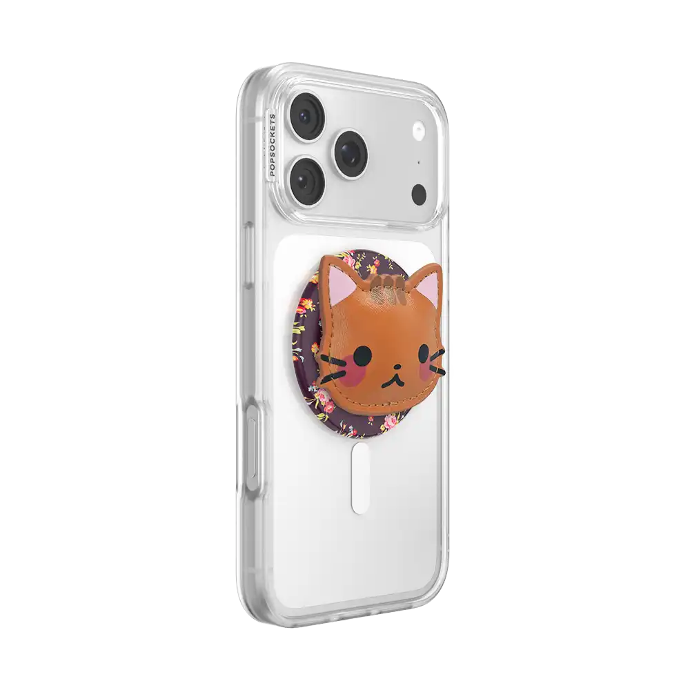 Stitched PU Cowboy Kitty — MagSafe PopGrip