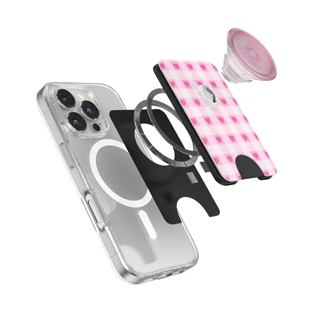 Blush Gingham — MagSafe PopWallet+