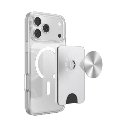 Silver Radial — MagSafe Kick-Out PopWallet+ & Stand
