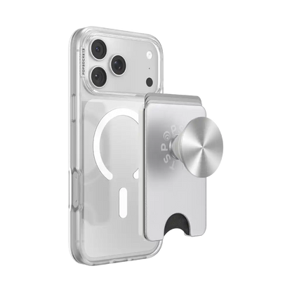 Silver Radial — MagSafe Kick-Out PopWallet+ & Stand