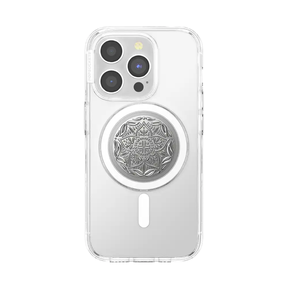 Enamel Silver Mandala — MagSafe PopGrip