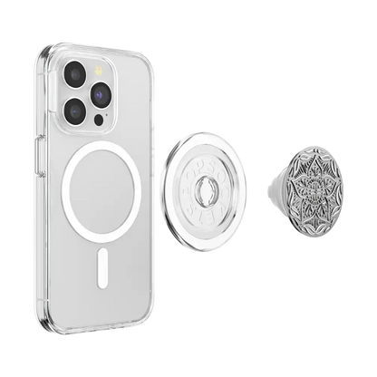 Enamel Silver Mandala — MagSafe PopGrip