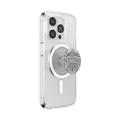 Enamel Silver Mandala — MagSafe PopGrip