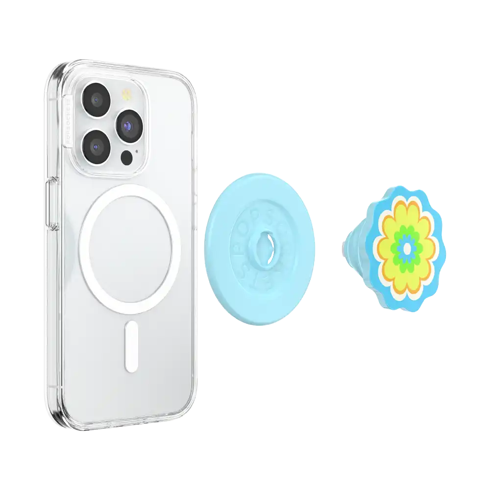 Molded Flower Kaleidoscope Blue — MagSafe PopGrip