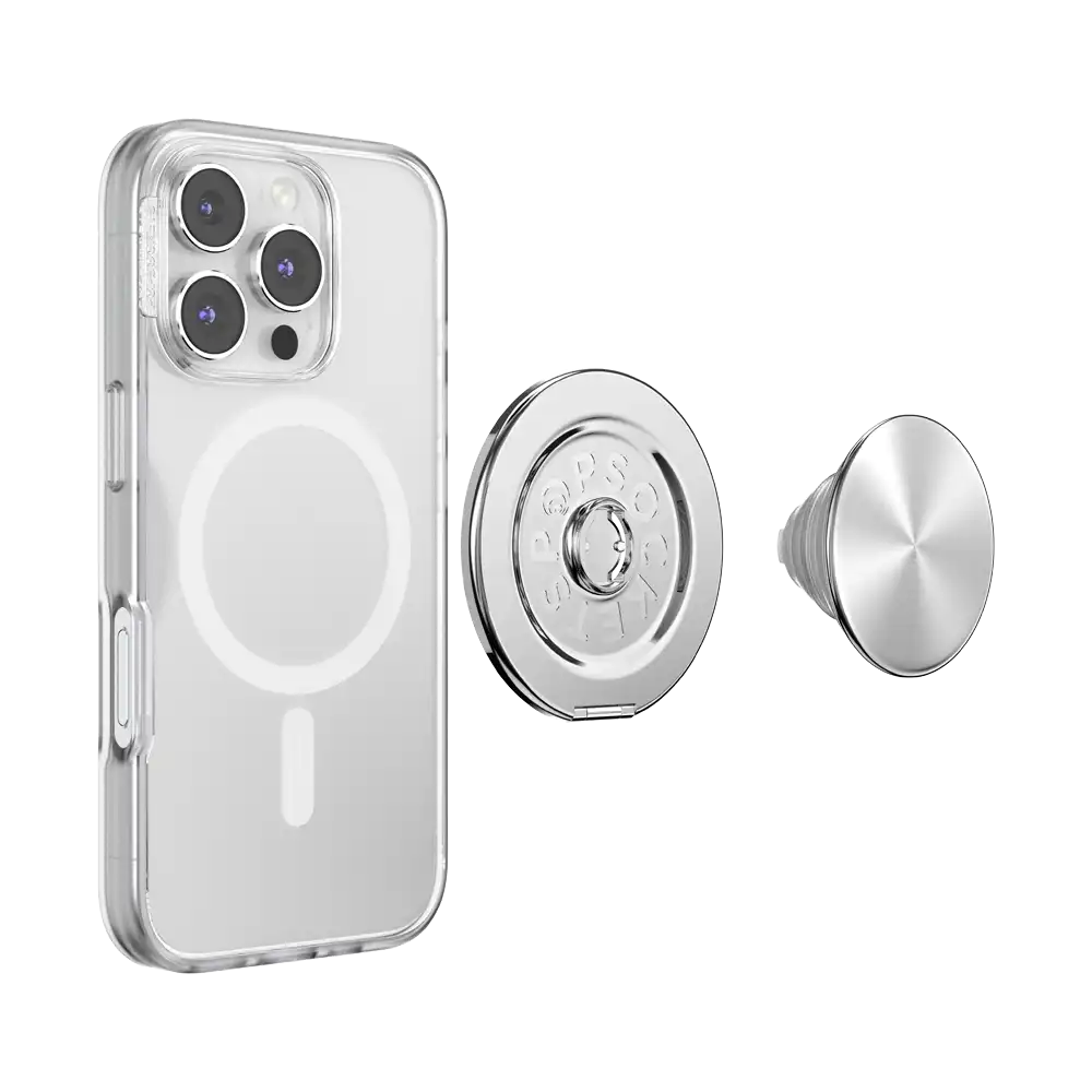 Aluminum Radial Silver — MagSafe Kick-Out Grip & Stand