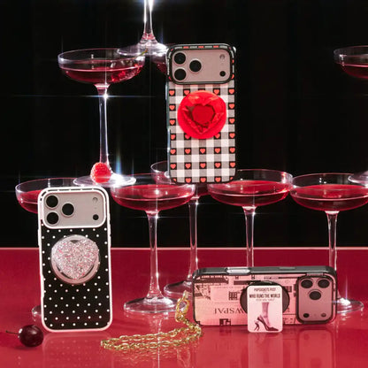 Confetti Heart Silver Sizzle — MagSafe PopGrip