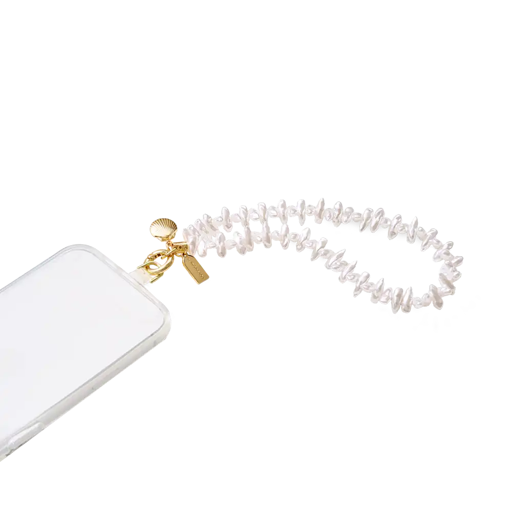Coral Pearl Clam Charm — Phone Wristlet